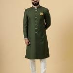 Classic Seaweed Green Achkan for Men | Elegant Ethnic Wear | Jaipurio